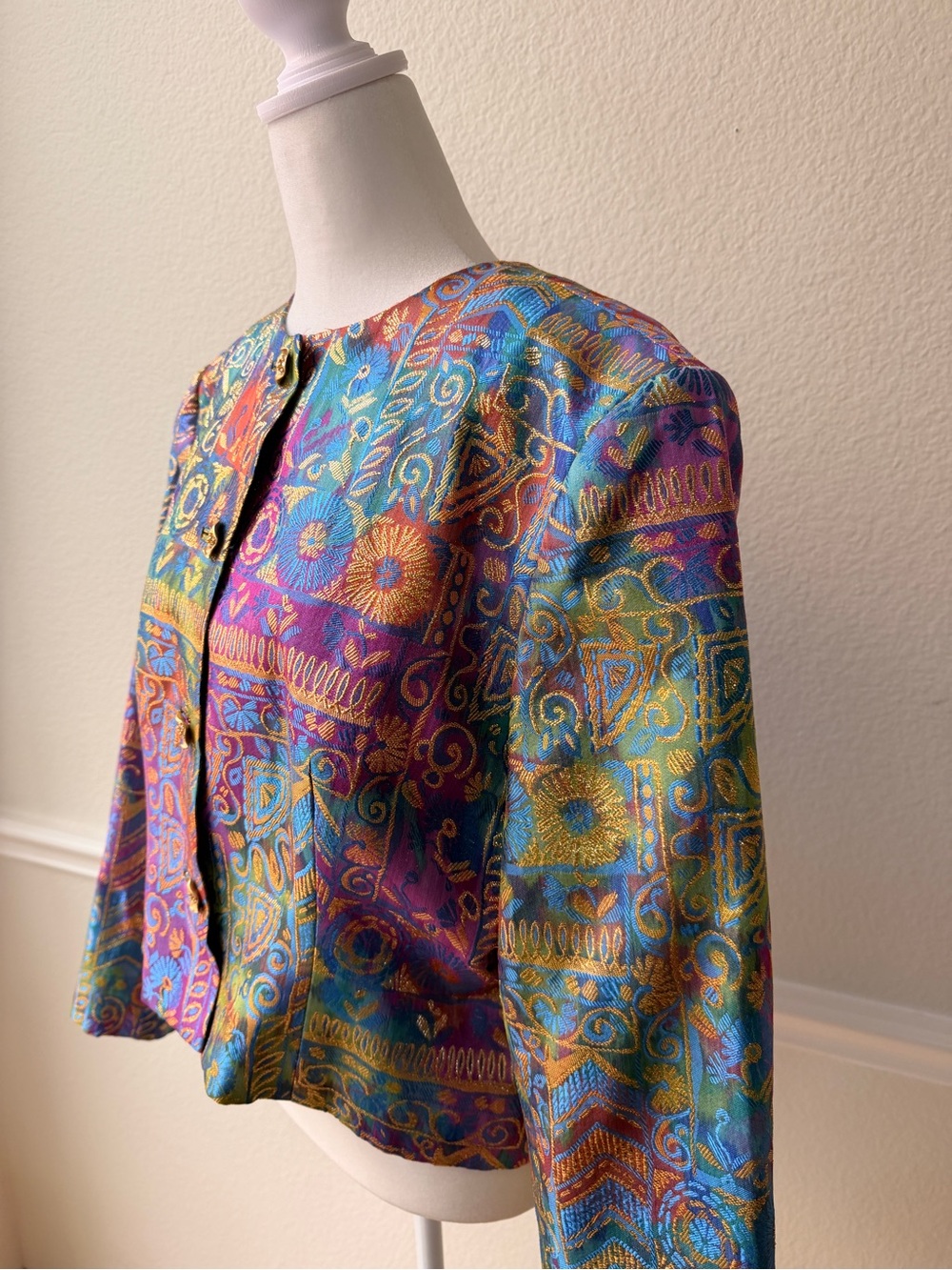 Vintage Doncaster Metallic Brocade Jacket Women’s 16 Abstract‎ Art Deco Blazer